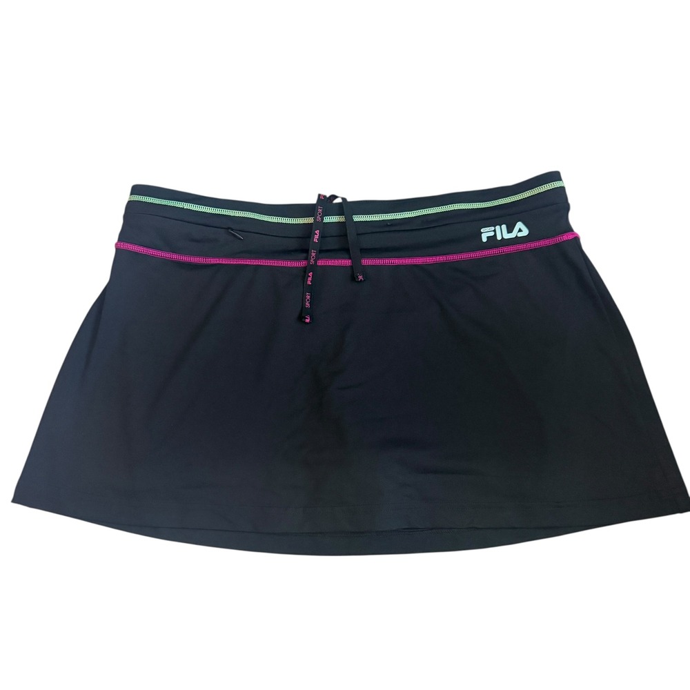 FILA Sport Performance Tennis Skirt Black Womens XL Built in Shorts Athletic